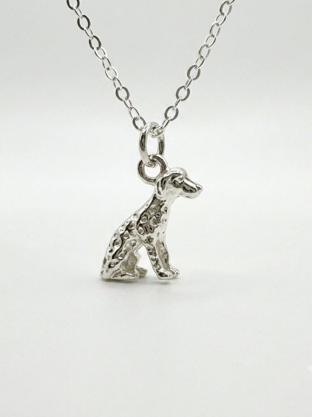 Dalmation Dog Necklace Silver Tone Pendant Charm